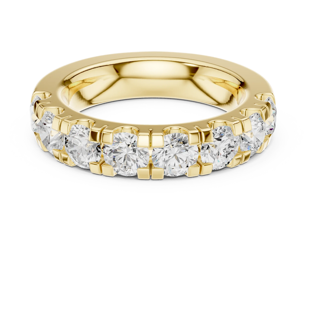 Round Cut Moissanite Half Eternity Band in 14K White Gold