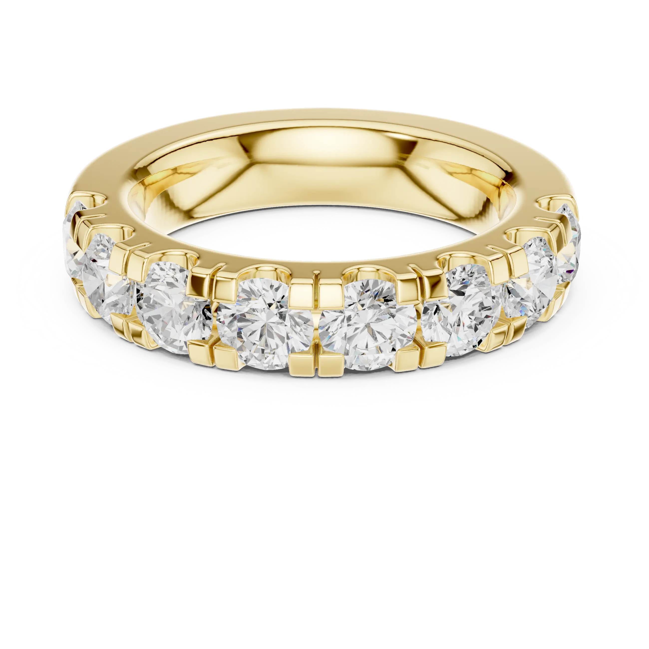 Round Cut Moissanite Half Eternity Band in 14K White Gold
