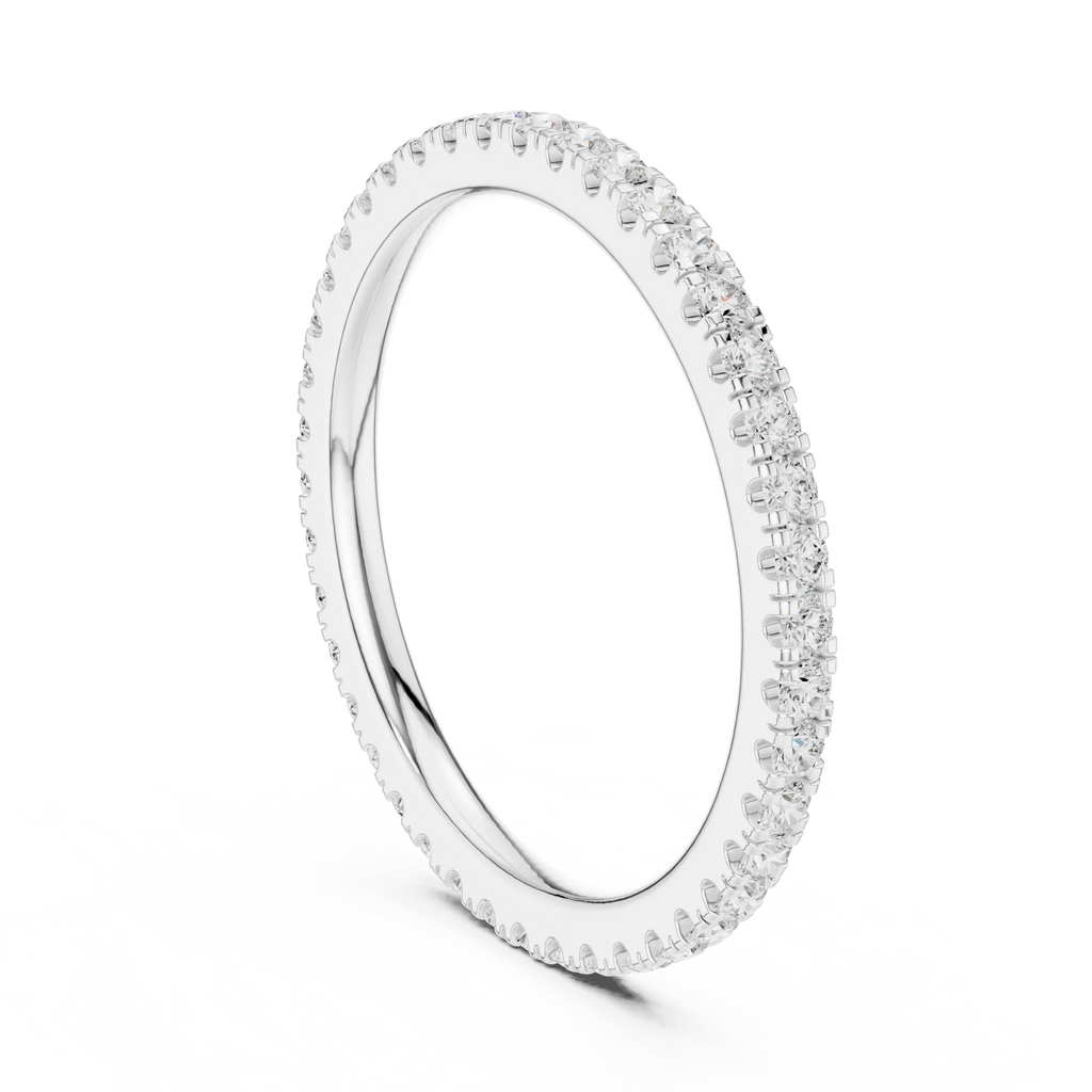 Round Cut Lab Grown Diamond Full Eternity Band in 18K White Gold