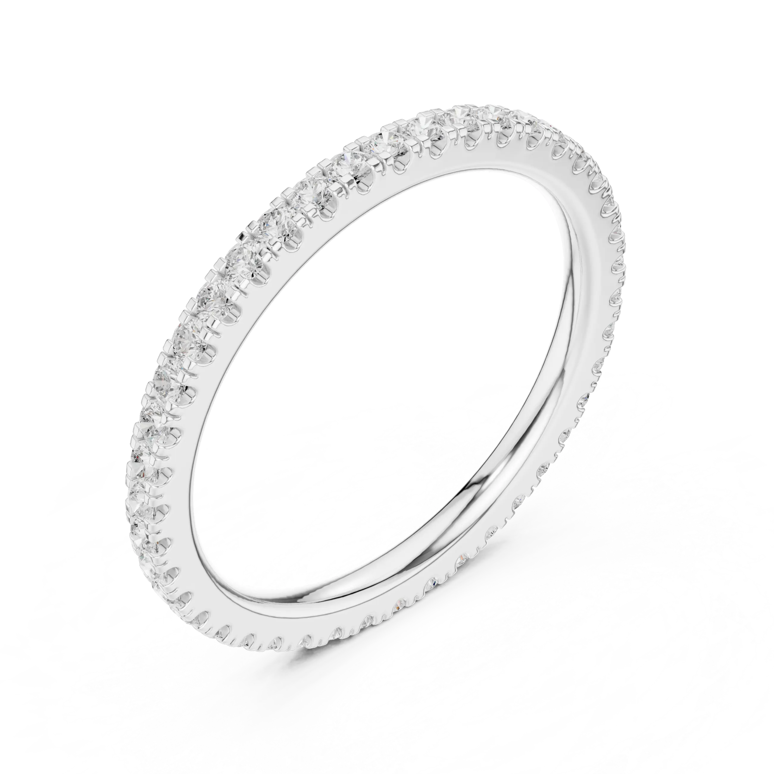 Round Cut Lab Grown Diamond Full Eternity Band in 18K White Gold