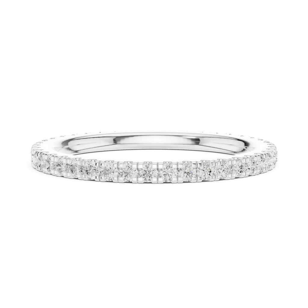 Round Cut Lab Grown Diamond Full Eternity Band in 18K White Gold