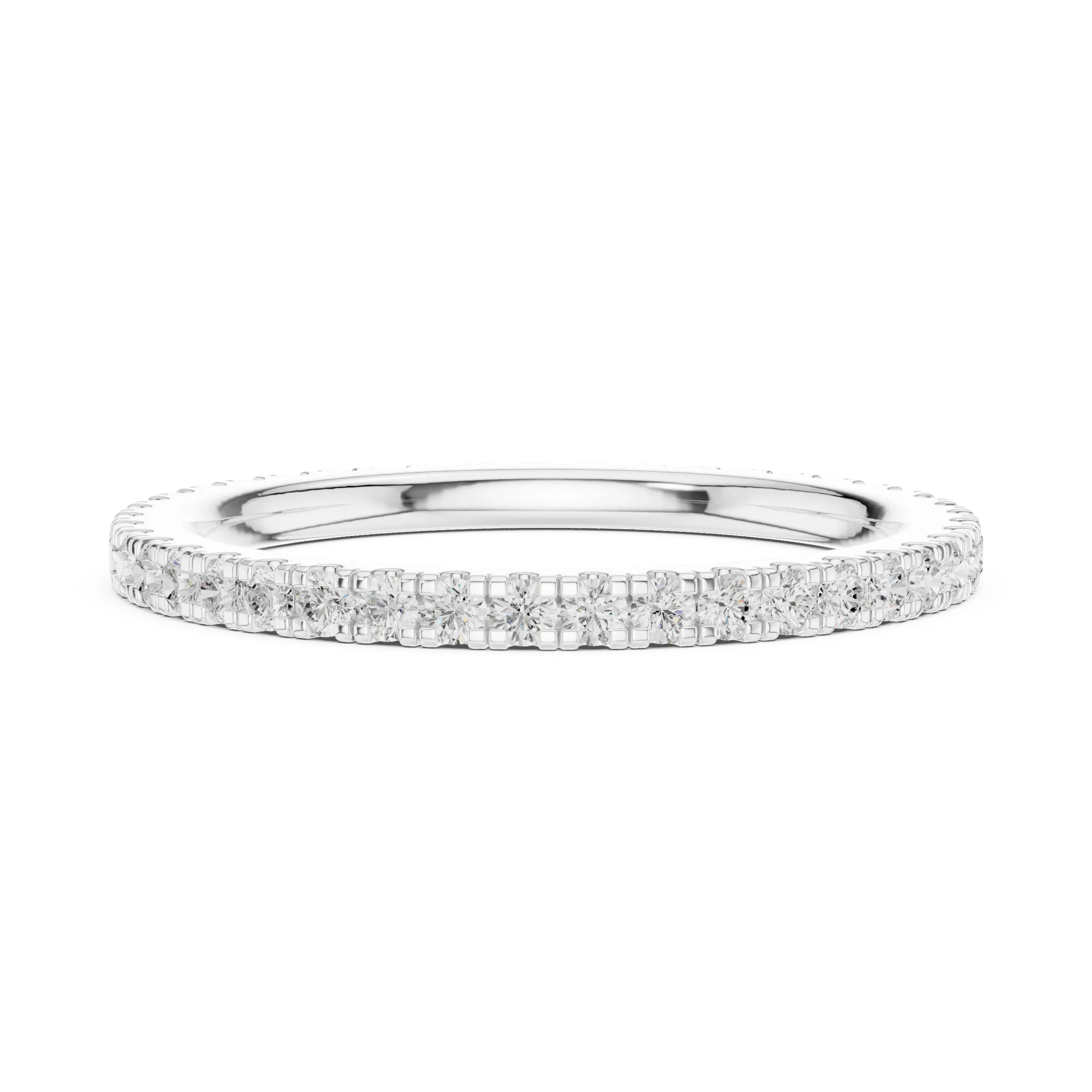 Round Cut Lab Grown Diamond Full Eternity Band in 18K White Gold