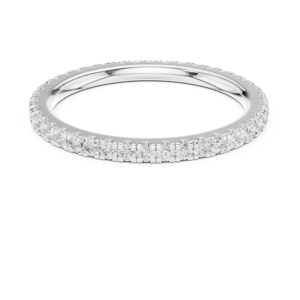 Round Cut Lab Grown Diamond Full Eternity Band in 18K White Gold