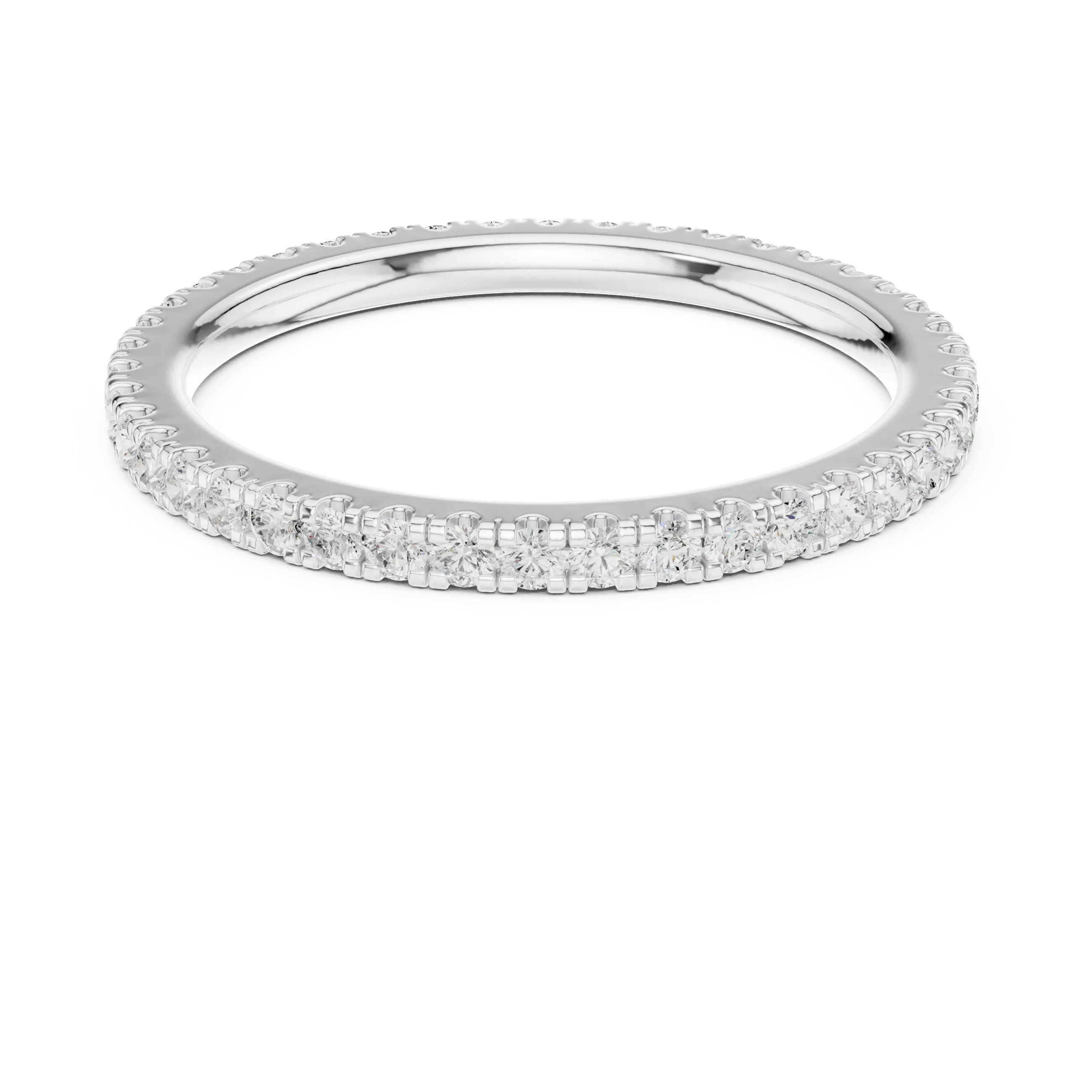 Round Cut Lab Grown Diamond Full Eternity Band in 18K White Gold