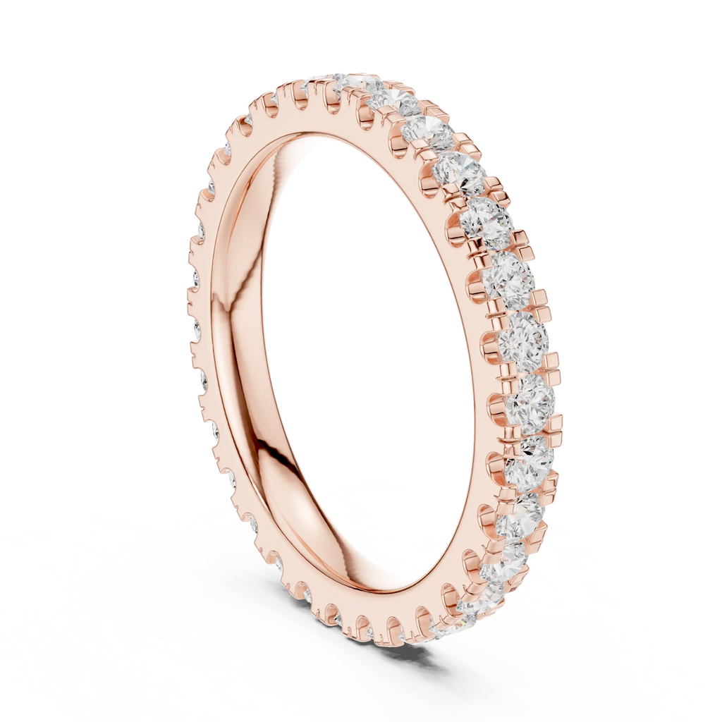 Shared-Prong Moissanite Eternity Band in 10K White Gold