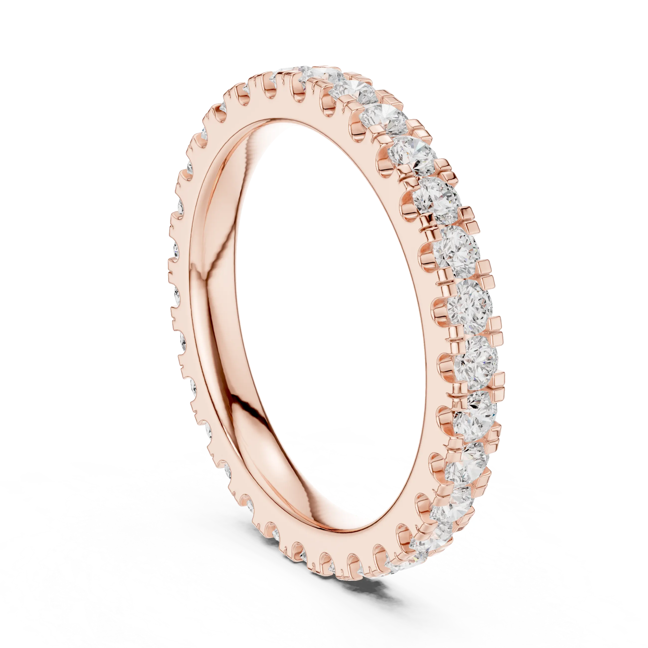 Shared-Prong Moissanite Eternity Band in 10K White Gold