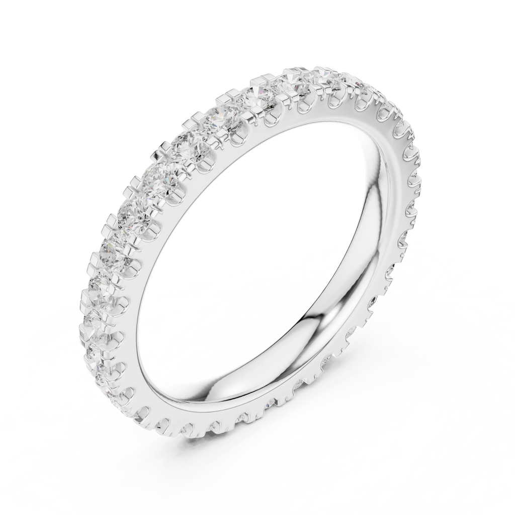 Shared-Prong Moissanite Eternity Band in 10K White Gold