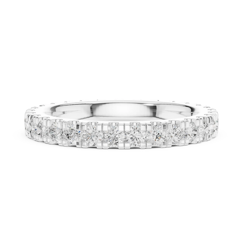 Shared-Prong Moissanite Eternity Band in 10K White Gold