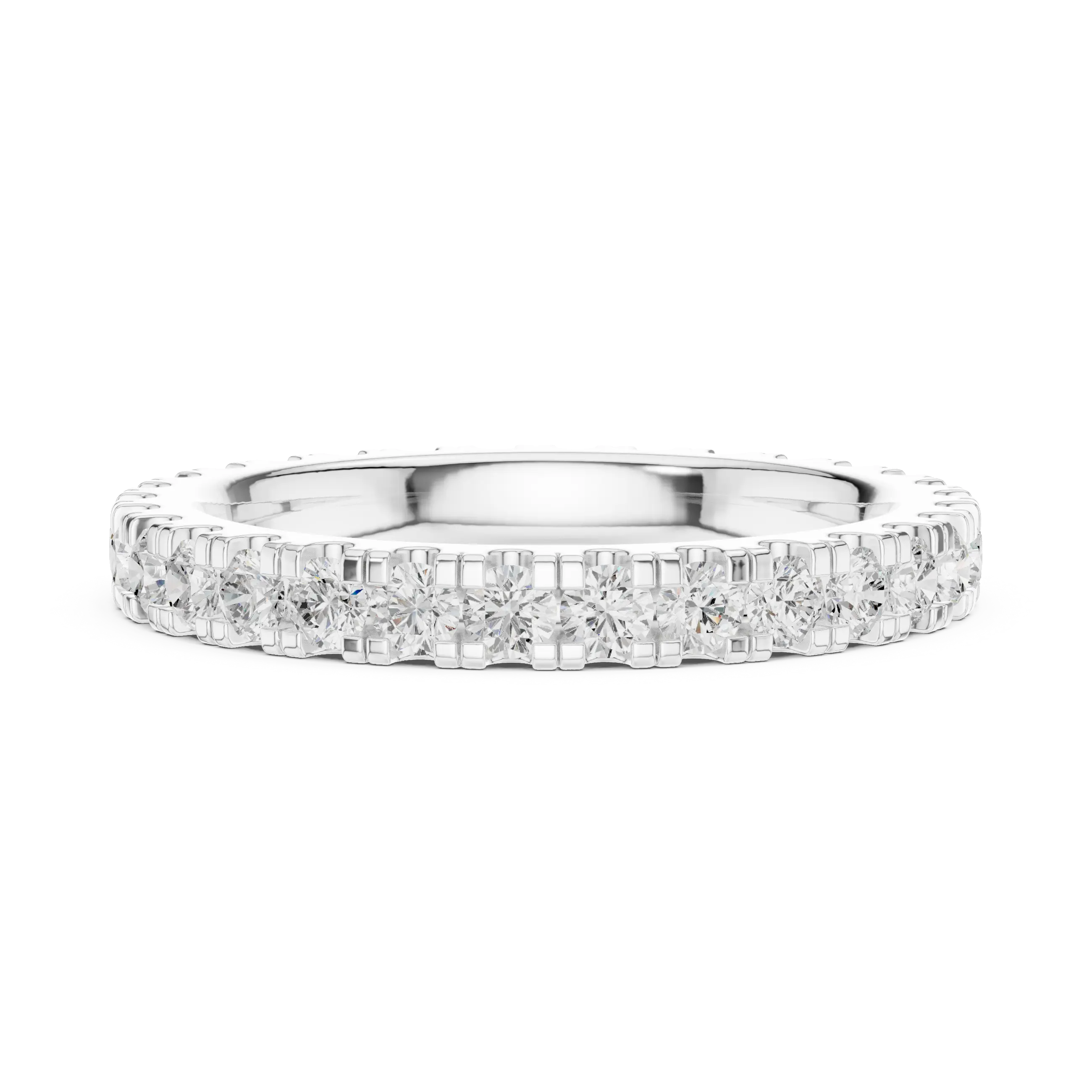 Shared-Prong Moissanite Eternity Band in 10K White Gold