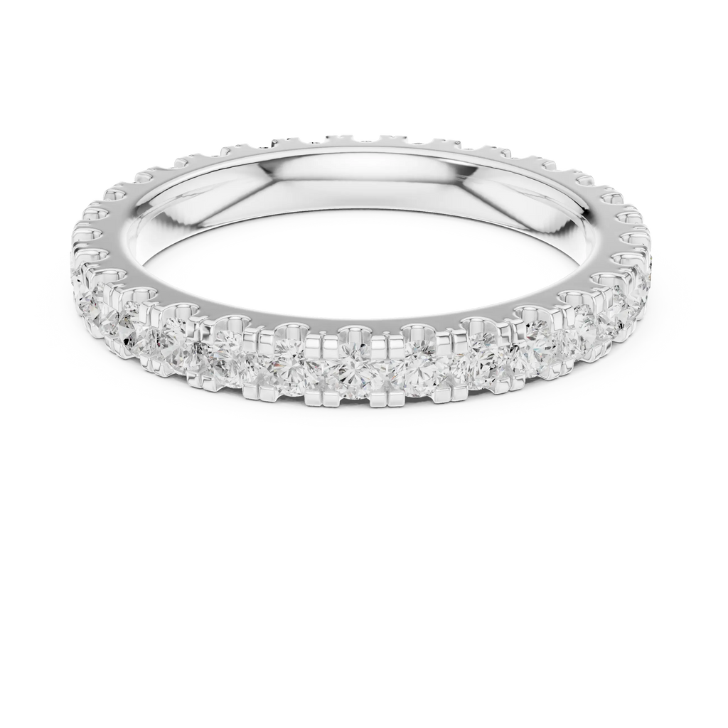 Shared-Prong Moissanite Eternity Band in 10K White Gold