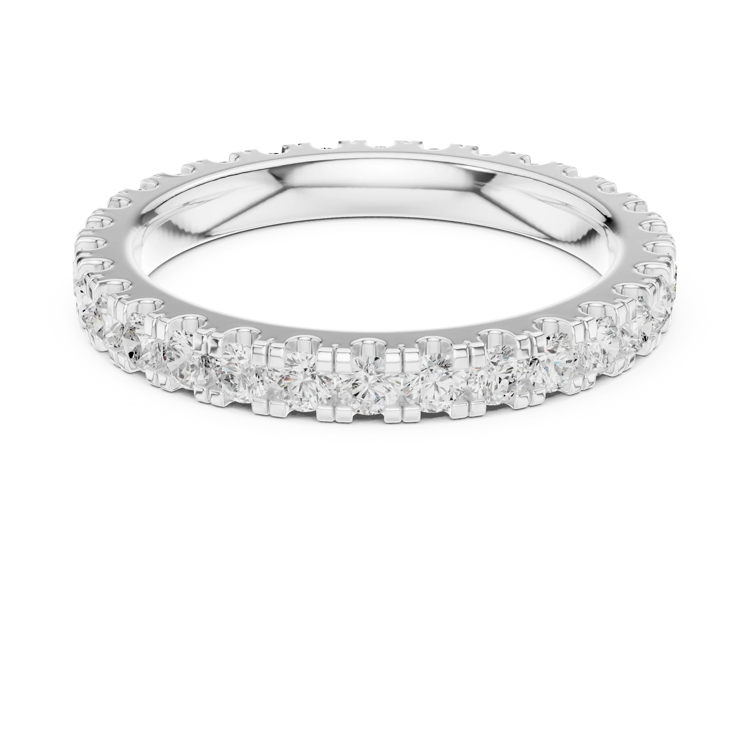 Shared-Prong Moissanite Eternity Band in 10K White Gold