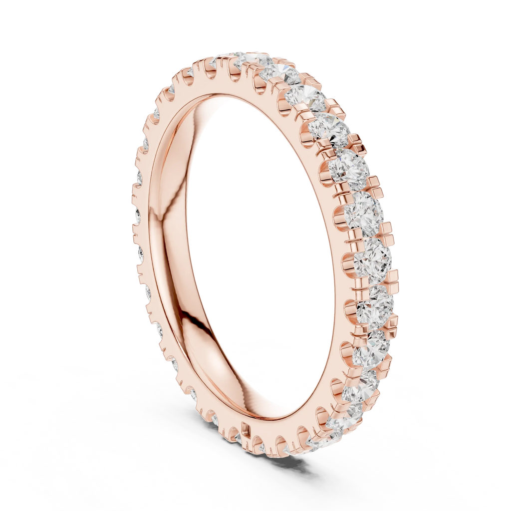 Rose Gold Diamond Eternity Band Round Cut Wedding Ring