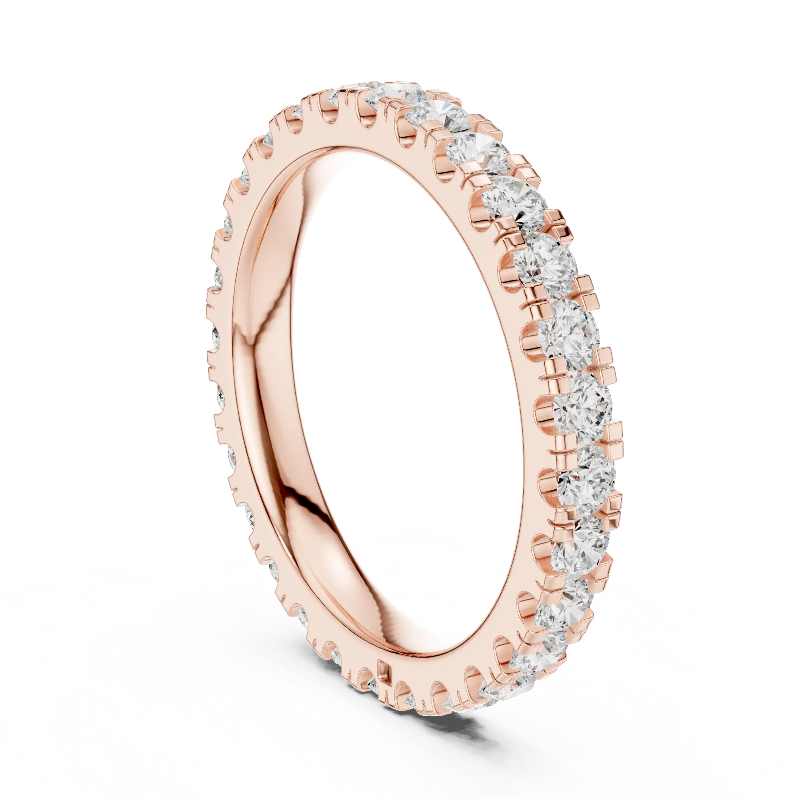 Rose Gold Diamond Eternity Band Round Cut Wedding Ring
