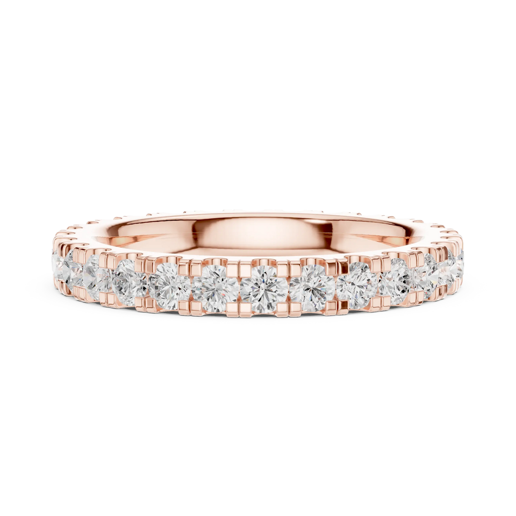 Rose Gold Diamond Eternity Band Round Cut Wedding Ring