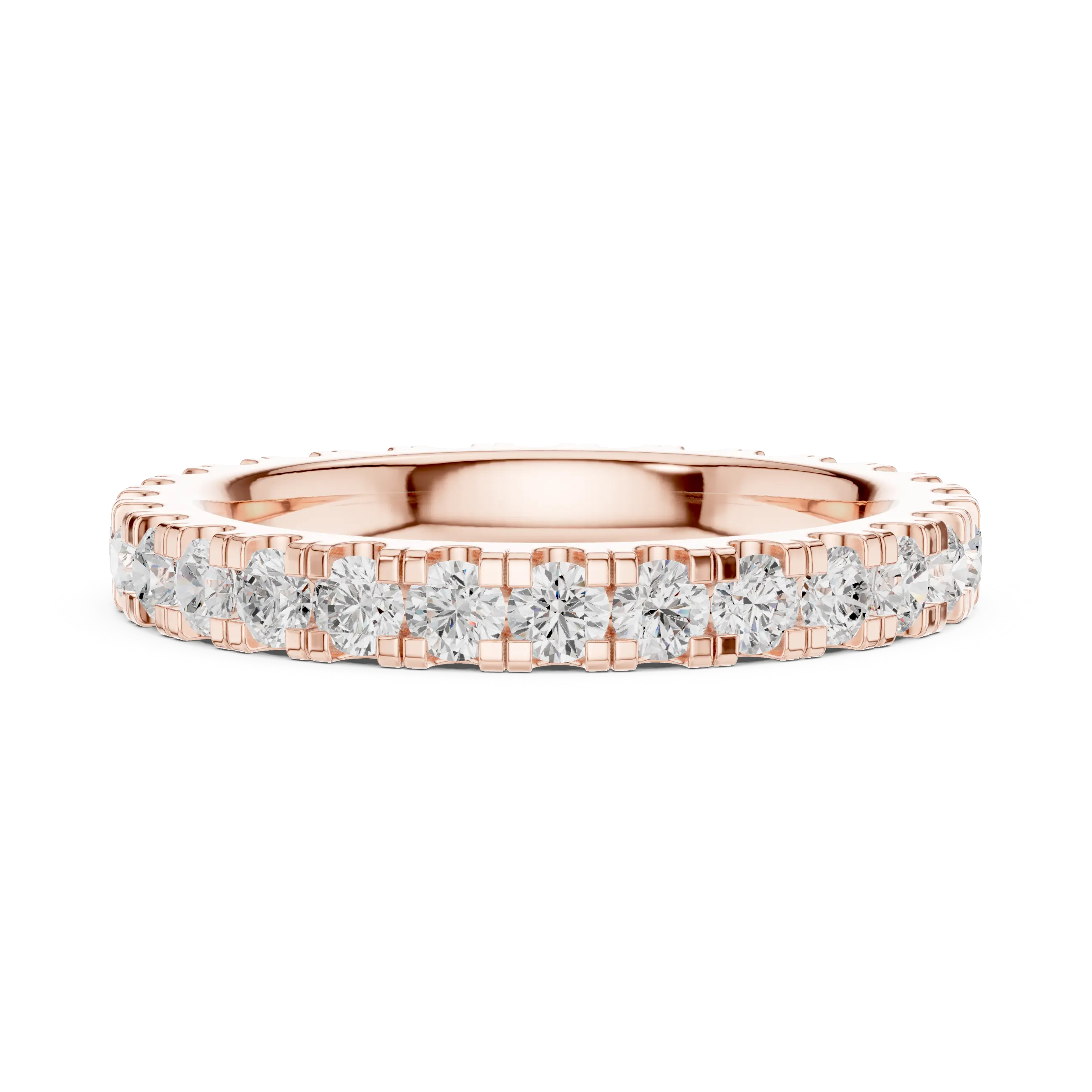Rose Gold Diamond Eternity Band Round Cut Wedding Ring