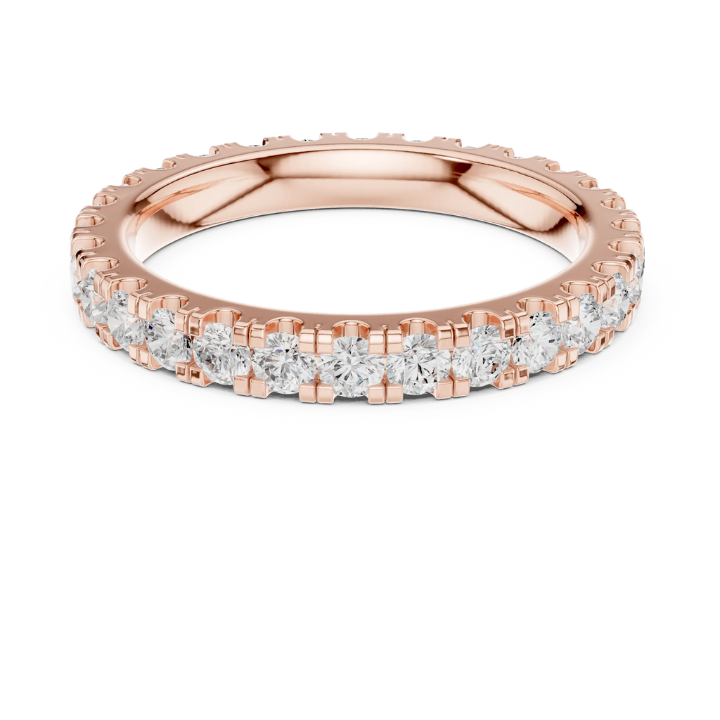 Rose Gold Diamond Eternity Band Round Cut Wedding Ring