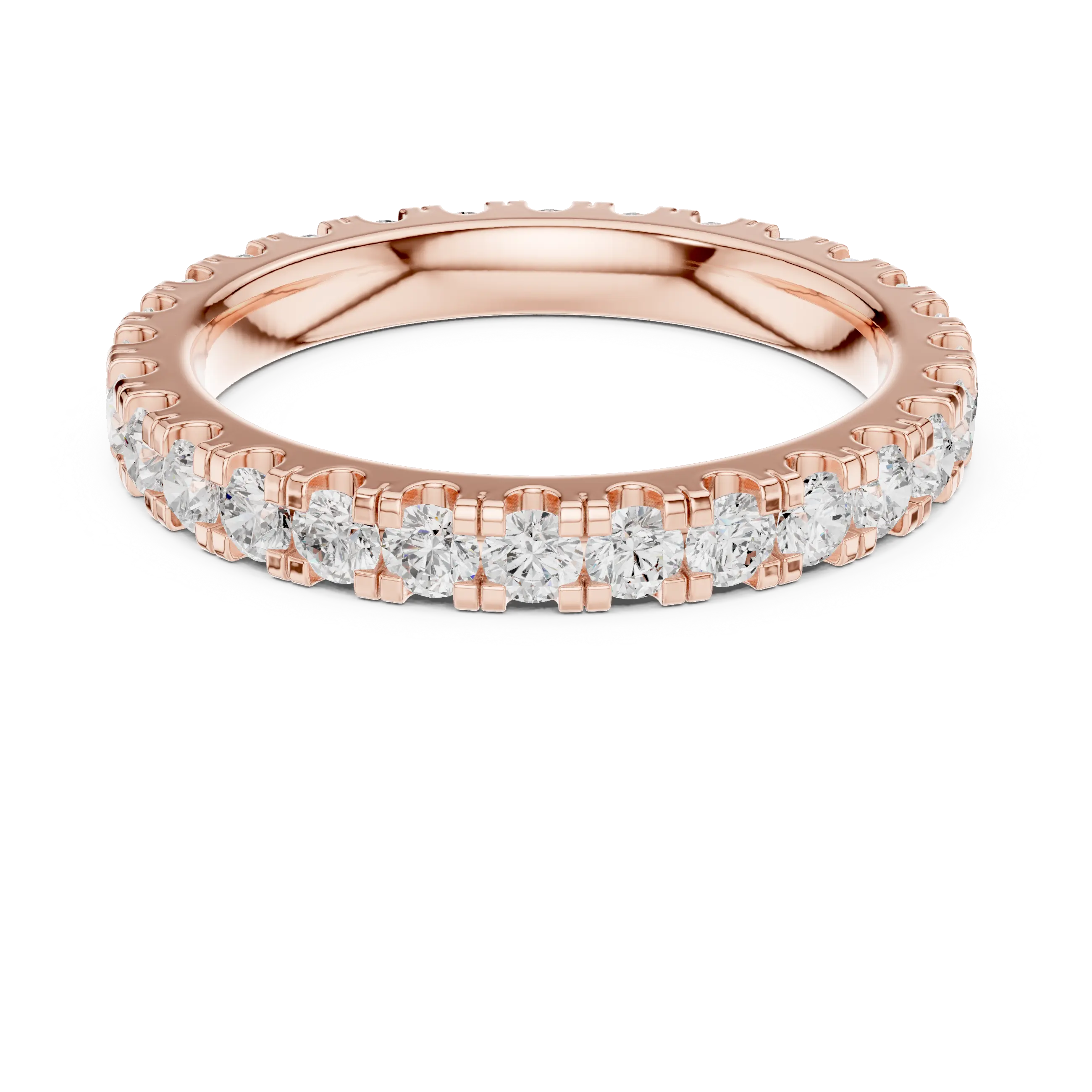 Rose Gold Diamond Eternity Band Round Cut Wedding Ring