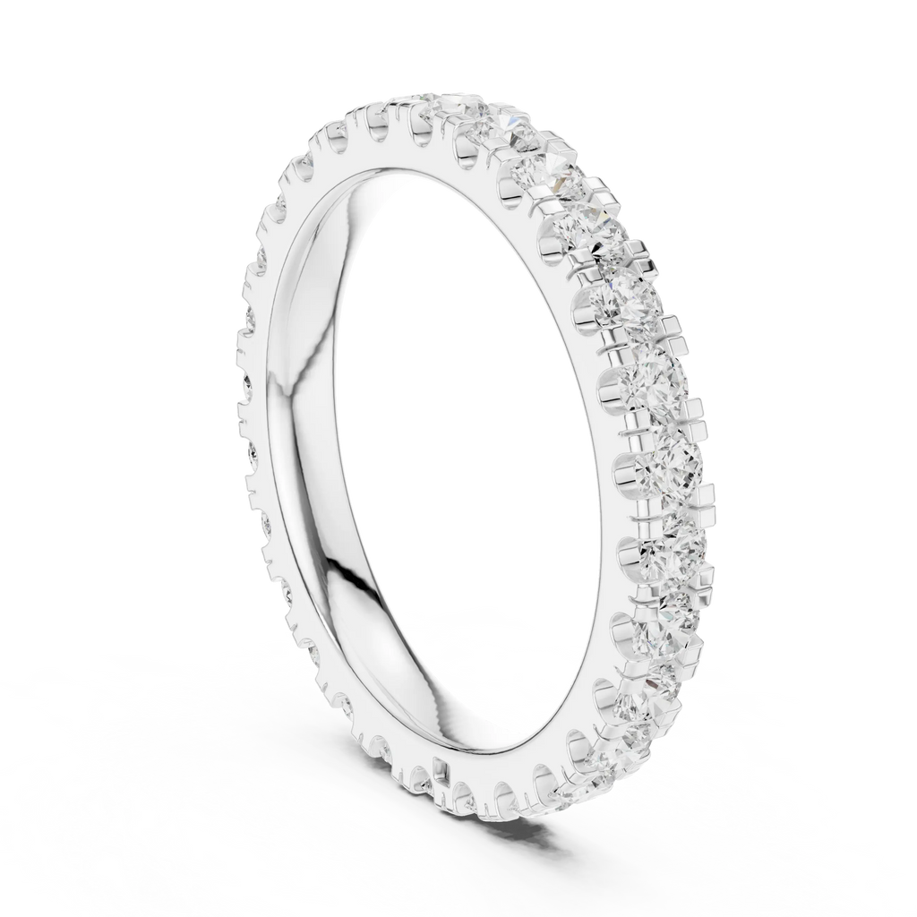 Rose Gold Diamond Eternity Band Round Cut Wedding Ring