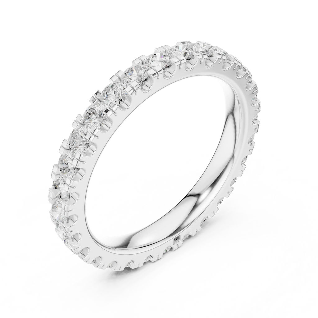 Rose Gold Diamond Eternity Band Round Cut Wedding Ring