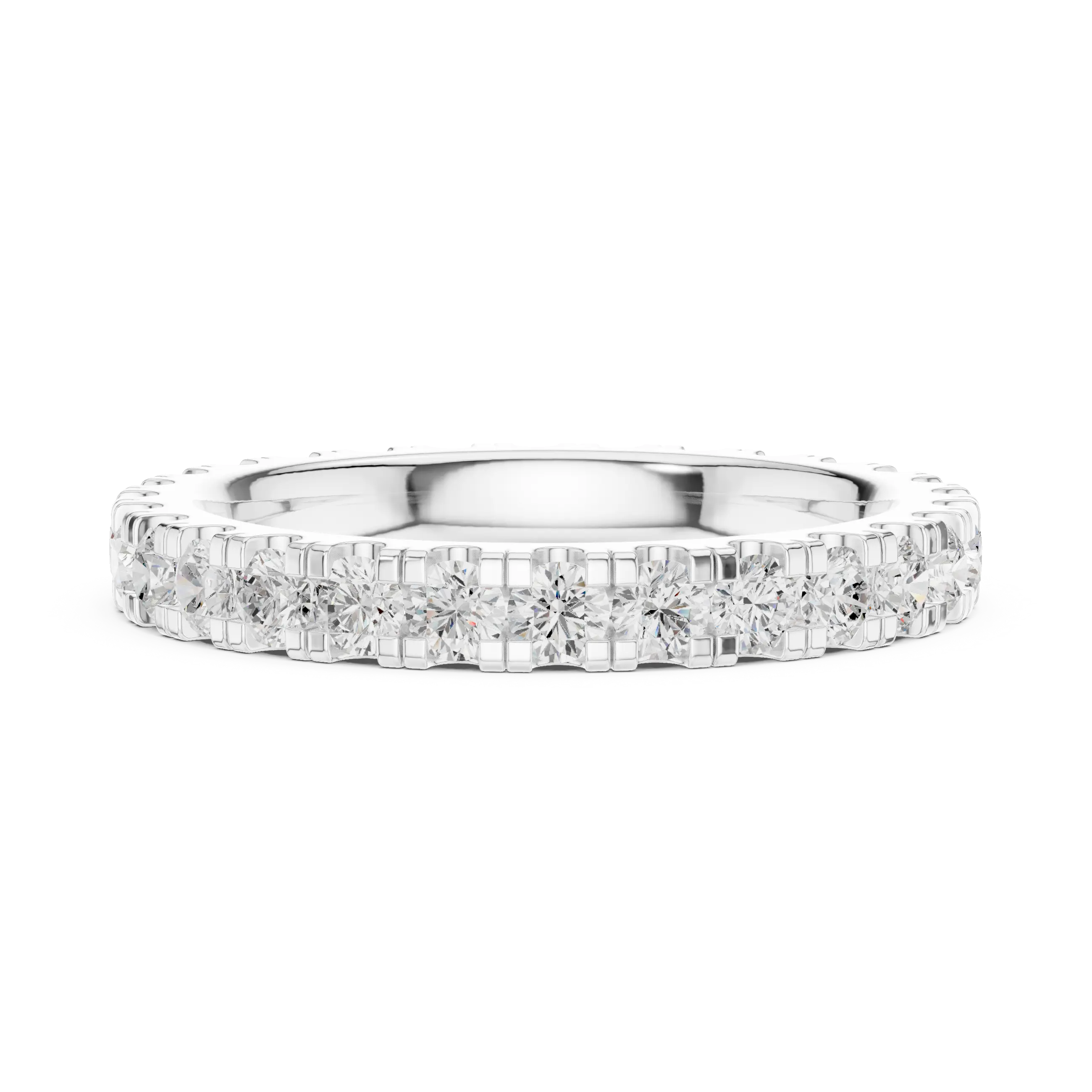 Rose Gold Diamond Eternity Band Round Cut Wedding Ring