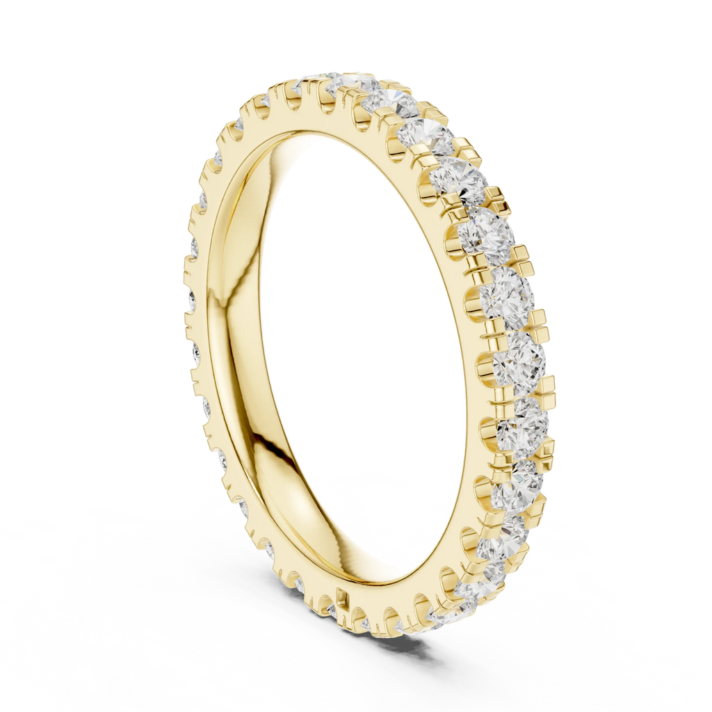 Rose Gold Diamond Eternity Band Round Cut Wedding Ring