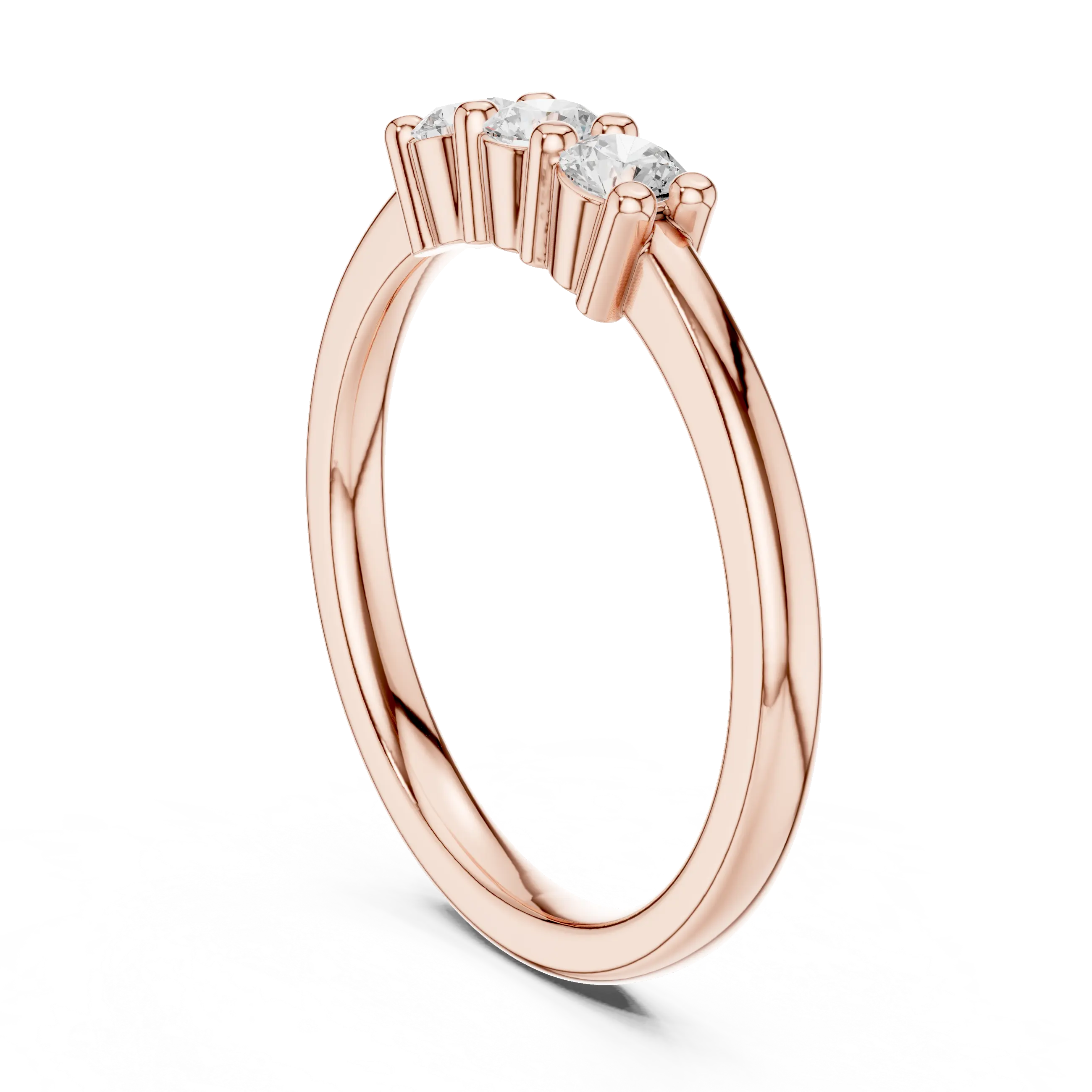 Three Stone Diamond Ring in Yellow Gold Round Cut  Engagement Ring