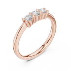 Three Stone Diamond Ring in Yellow Gold Round Cut  Engagement Ring