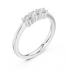 Three Stone Diamond Ring in Yellow Gold Round Cut  Engagement Ring