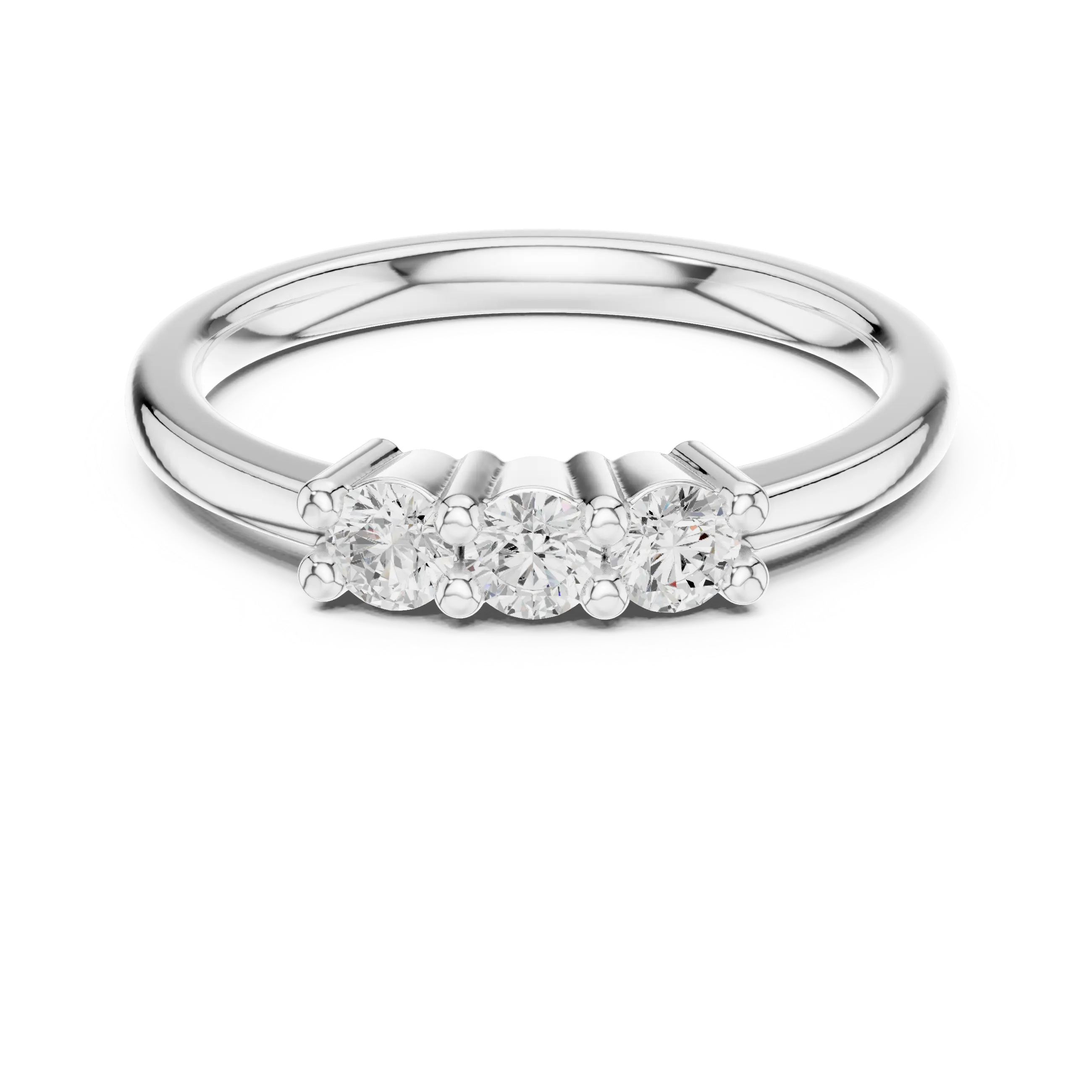 Three Stone Diamond Ring in Yellow Gold Round Cut  Engagement Ring