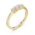 Three Stone Diamond Ring in Yellow Gold Round Cut  Engagement Ring