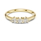 Three Stone Diamond Ring in Yellow Gold Round Cut  Engagement Ring