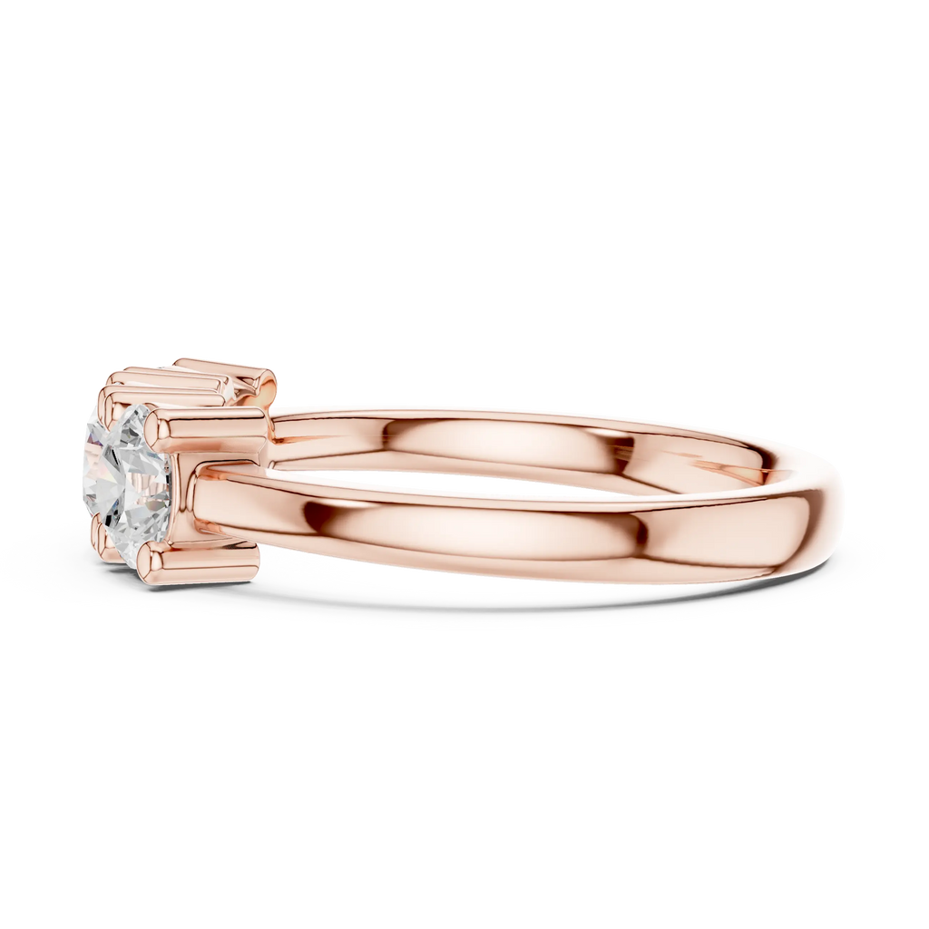 Round Cut Moissanite Diamond Three-Stone Ring in 14K White Gold