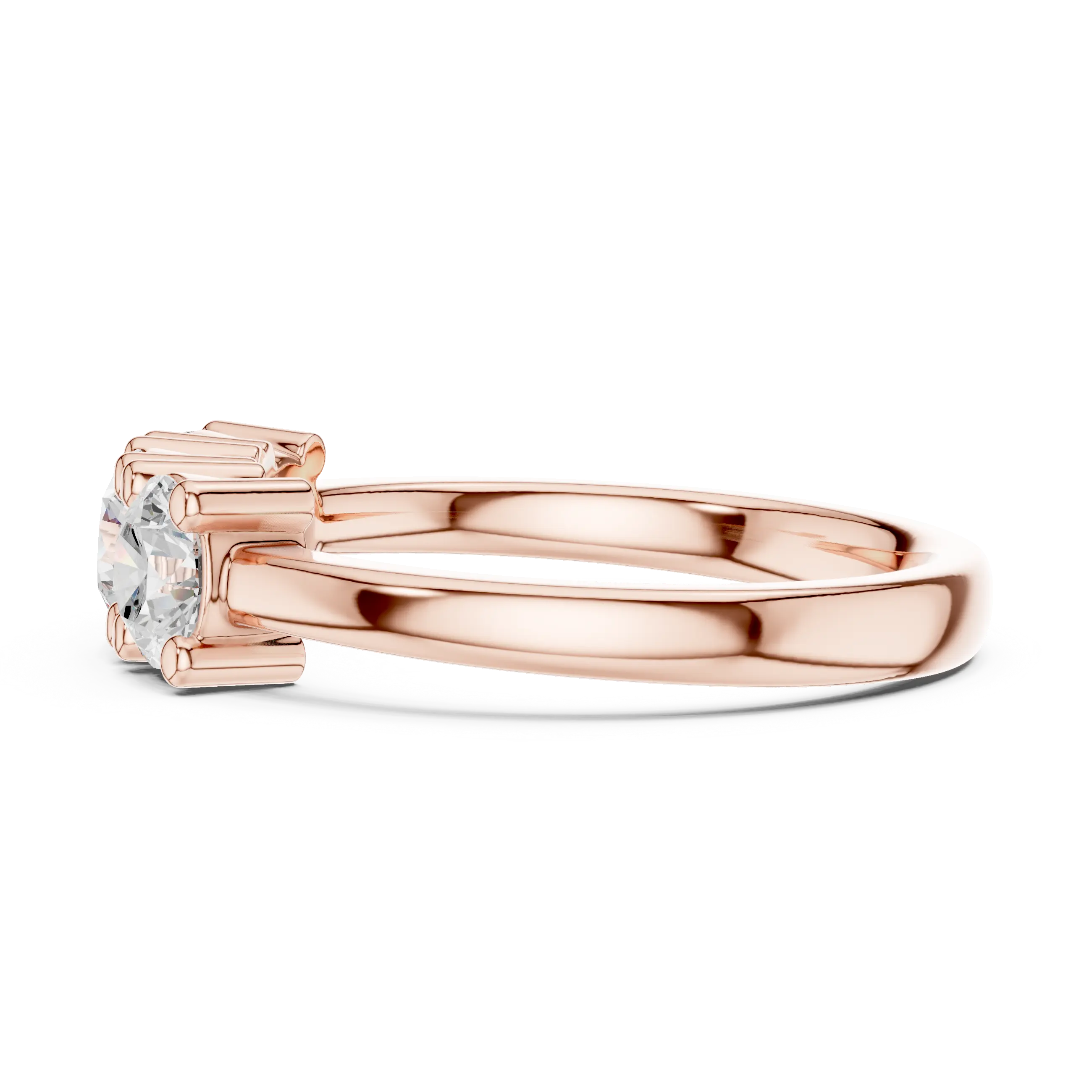 Round Cut Moissanite Diamond Three-Stone Ring in 14K White Gold