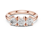 Round Cut Moissanite Diamond Three-Stone Ring in 14K White Gold