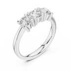 Round Cut Moissanite Diamond Three-Stone Ring in 14K White Gold