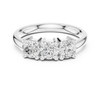 Round Cut Moissanite Diamond Three-Stone Ring in 14K White Gold