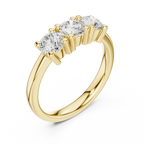 Round Cut Moissanite Diamond Three-Stone Ring in 14K White Gold