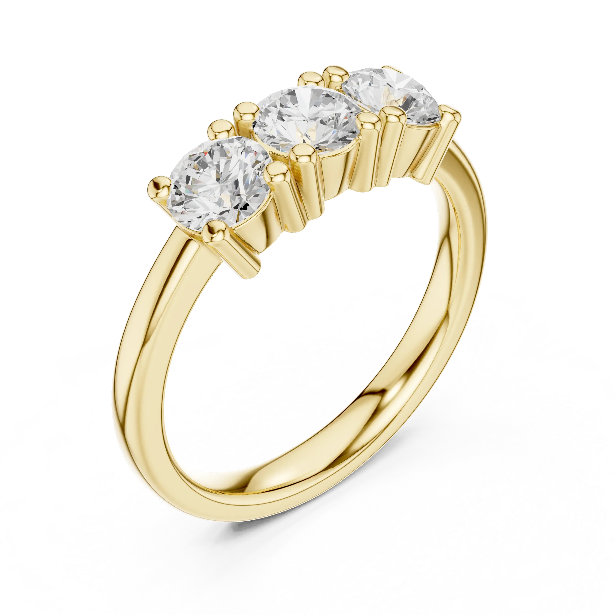Round Cut Moissanite Diamond Three-Stone Ring in 14K White Gold
