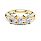 Round Cut Moissanite Diamond Three-Stone Ring in 14K White Gold