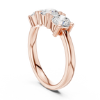 Round Brilliant Cut Moissanite Three-Stone Anniversary Ring in 18K Rose Gold