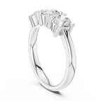 Round Brilliant Cut Moissanite Three-Stone Anniversary Ring in 18K Rose Gold