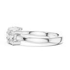 Round Brilliant Cut Moissanite Three-Stone Anniversary Ring in 18K Rose Gold