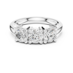 Round Brilliant Cut Moissanite Three-Stone Anniversary Ring in 18K Rose Gold