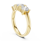 Round Brilliant Cut Moissanite Three-Stone Anniversary Ring in 18K Rose Gold