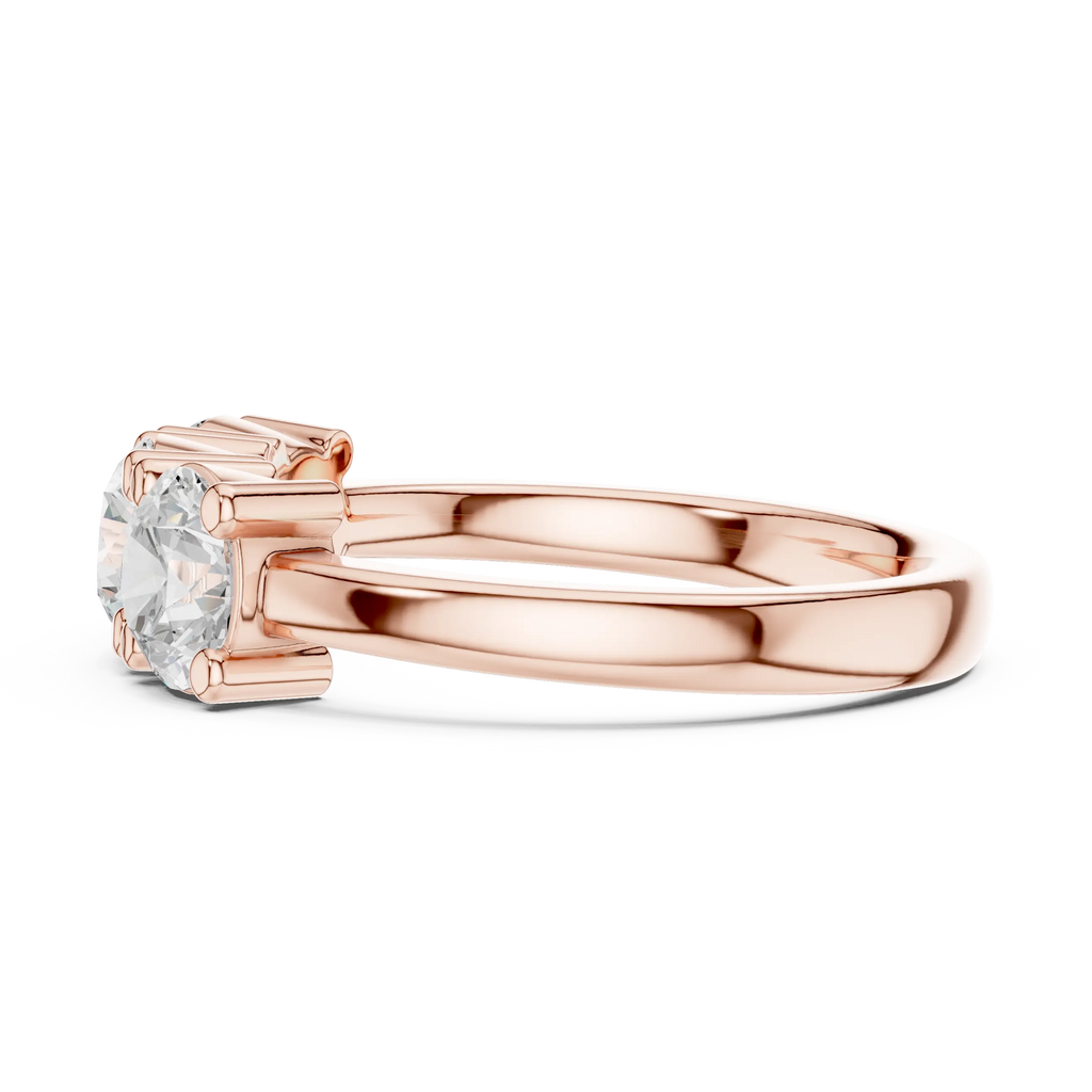 Round Cut Moissanite Diamond Three-Stone Ring in 10K Yellow Gold