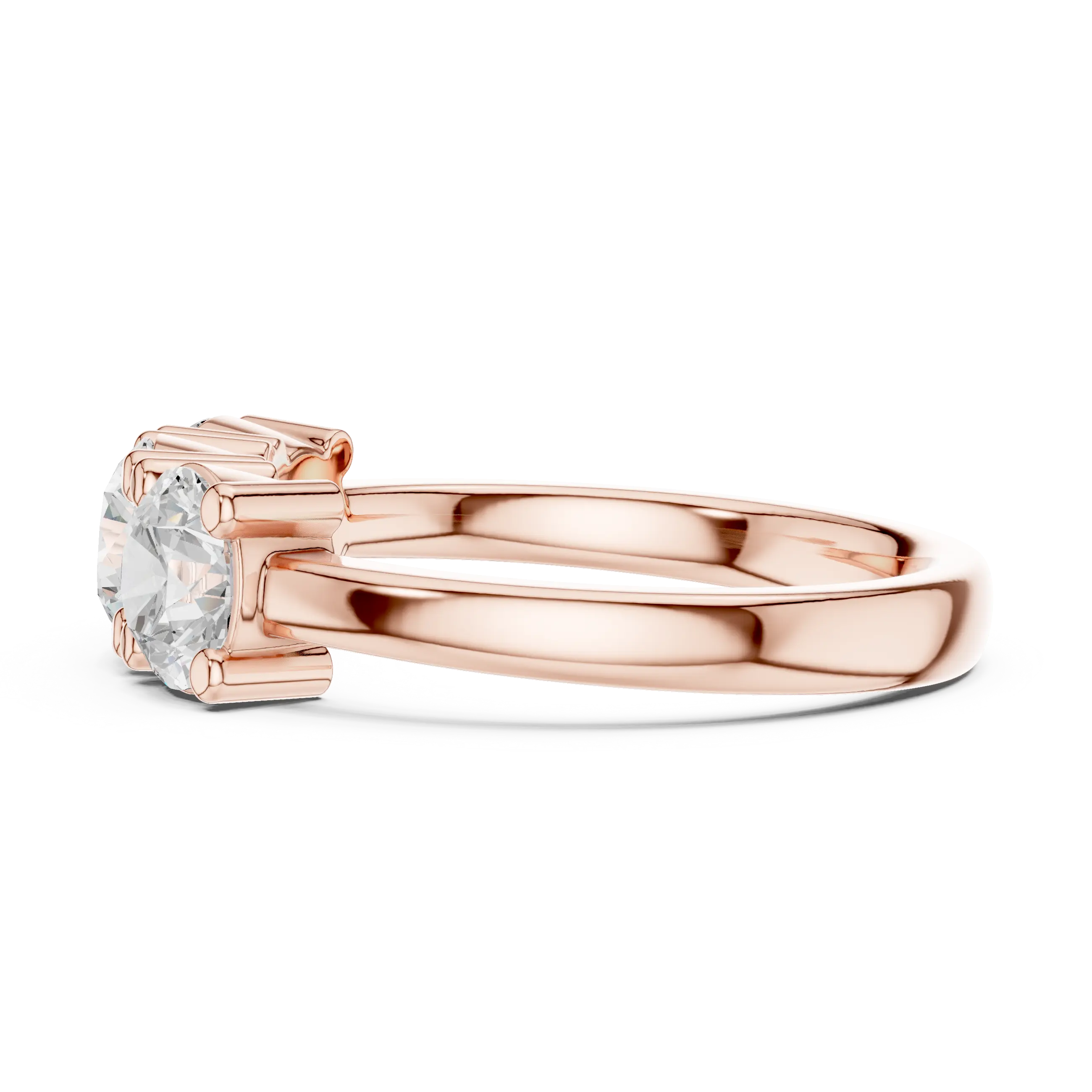 Round Cut Moissanite Diamond Three-Stone Ring in 10K Yellow Gold