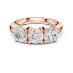 Round Cut Moissanite Diamond Three-Stone Ring in 10K Yellow Gold