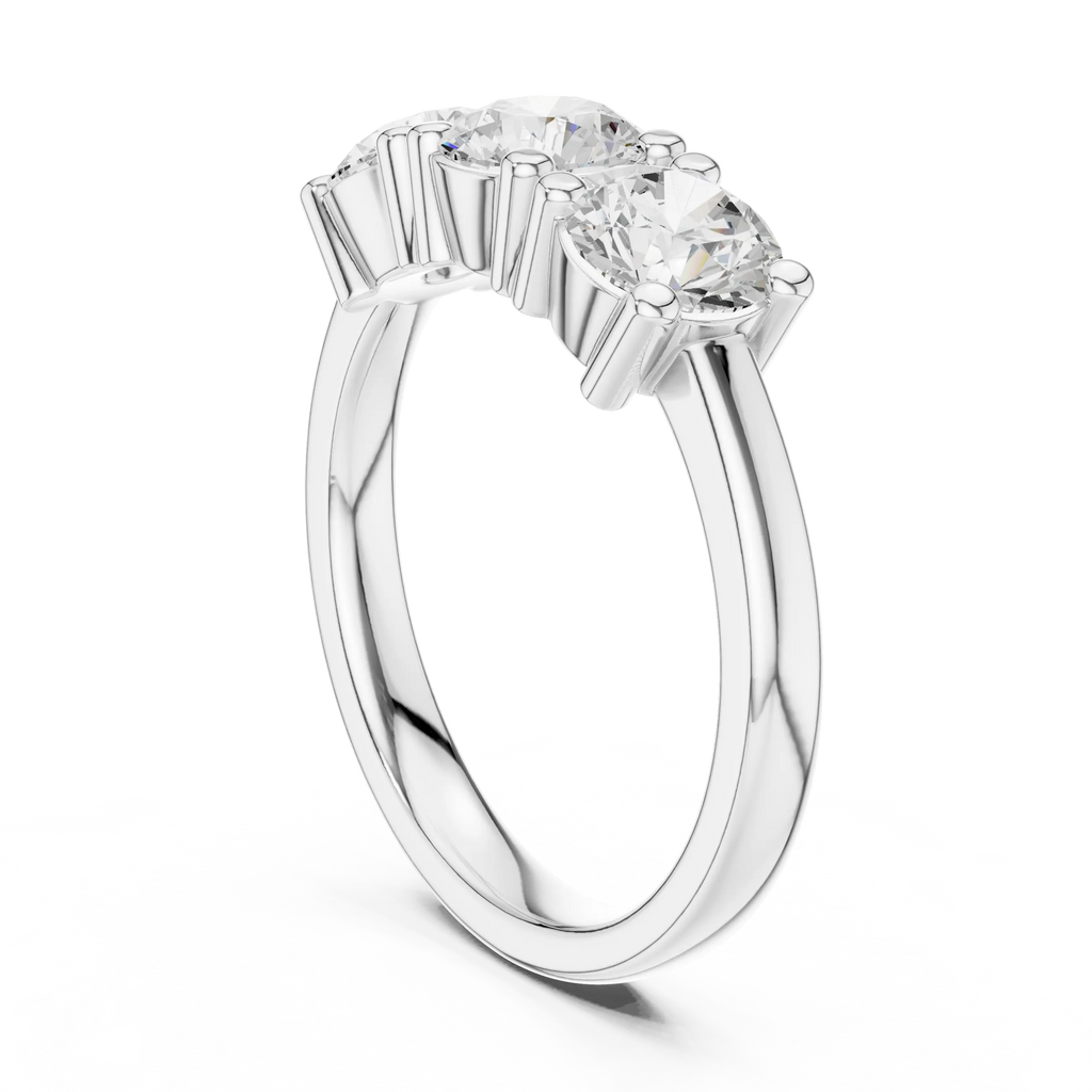 Round Cut Moissanite Diamond Three-Stone Ring in 10K Yellow Gold
