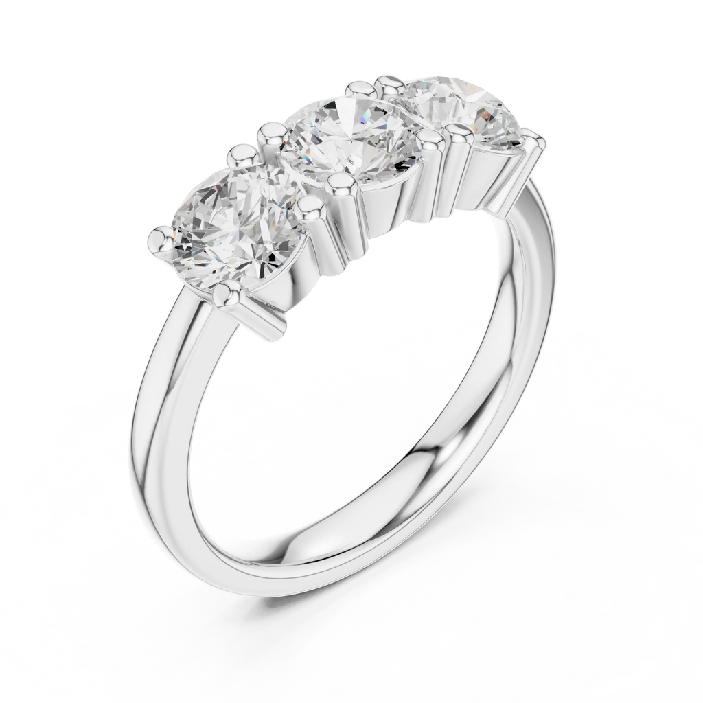 Round Cut Moissanite Diamond Three-Stone Ring in 10K Yellow Gold