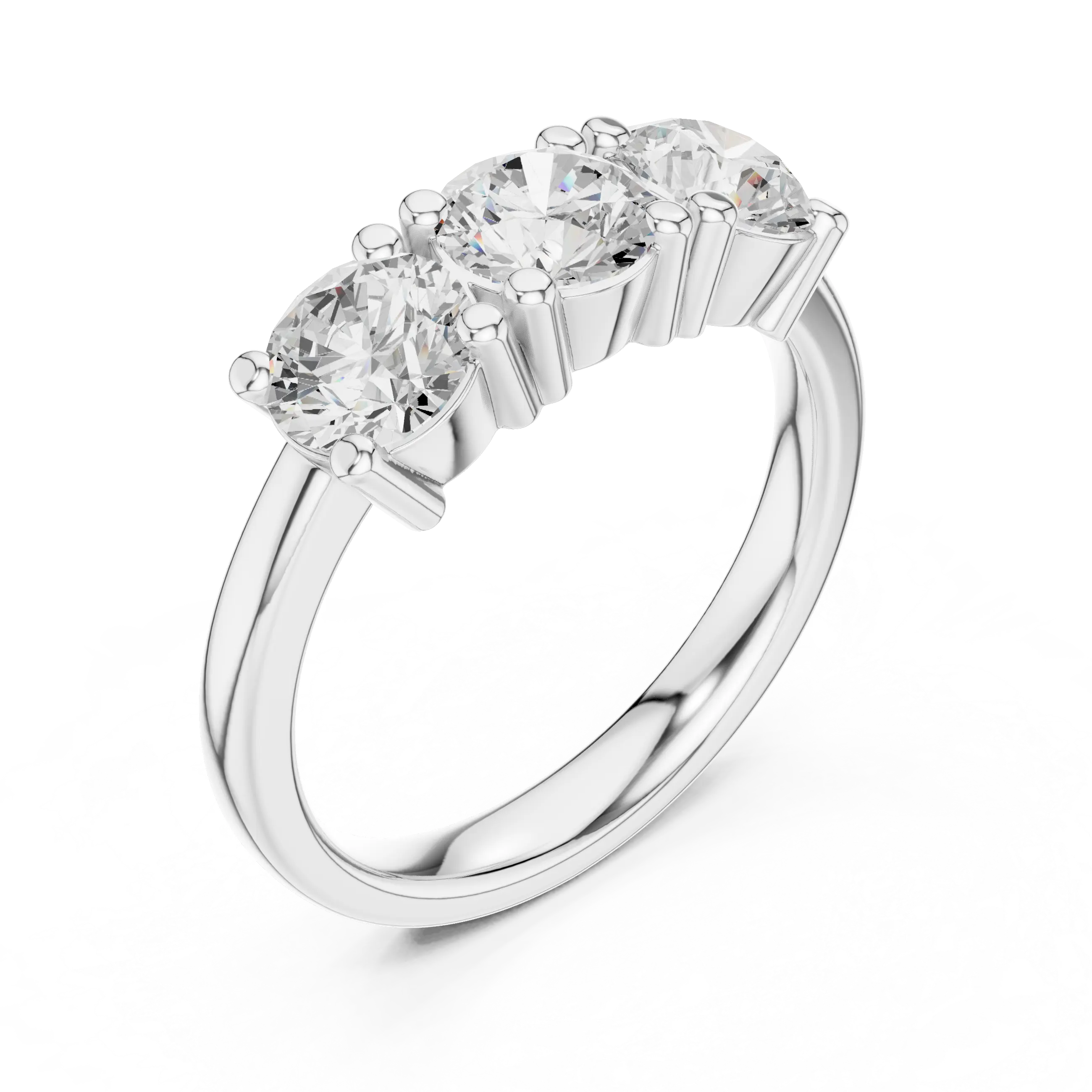 Round Cut Moissanite Diamond Three-Stone Ring in 10K Yellow Gold